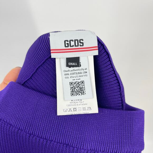 GCDS | Asymmetric Logo Zip Detail Ribbed Knit Mini Skirt In Purple S - Picture 5 of 9